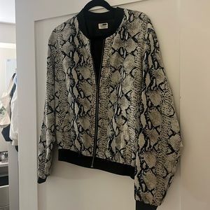 LF Snakeskin Grey, White & Navy Bomber Jacket Size S